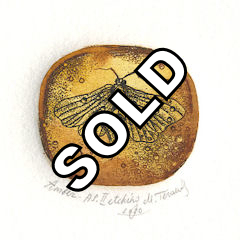 miniature etching of a amber gem 