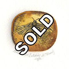 miniature etching of a amber gem 