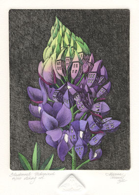 a bluebonnet flowre that has become urbanized