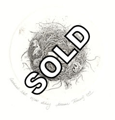 etching of a cardinal nest