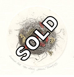 etching of a cardinal nest