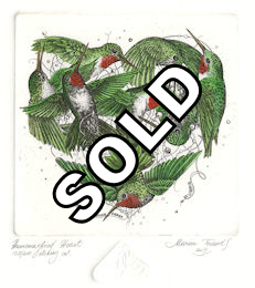 grouping of hummingbirds in the form of a heart