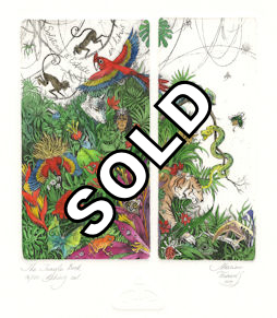 etching of a scene from the Jungle Book