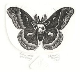 ex libris of a fantasy woman/moth 