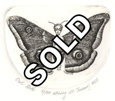 etching of woman with owl moth wings