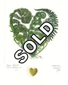 ferns composed in the shape of a heart