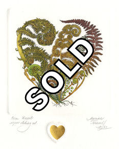 various fems arranged in the form of a hear