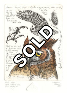 image of a great horned owl together with various text