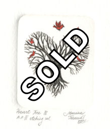 miniture etching of a tree in shape of a heart