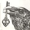 image of raven holding an old fashioned key
