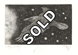 etching of thought, the raven called munin in norse mythology