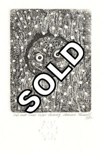 owl in tree cavity looking out at snow that is falling