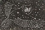 original etchings of a owl traced out by stars
