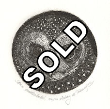 circular image of a spotted owl