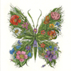 etching of a fantasy butterfly made from wildflowers