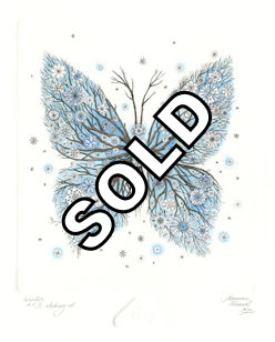 a fantasy butterfly with winter characteristics