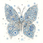 etching of a fantasy butterfly with winter characteristics